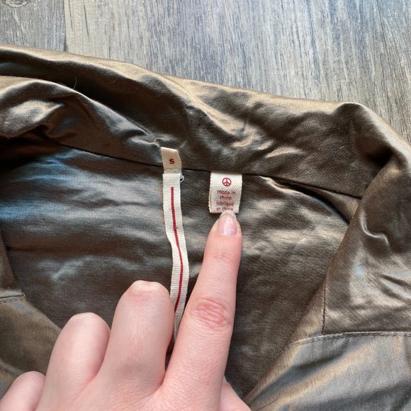 ISDA & Co Satin Shimmery Olive Green Biker Bomber Jacket - Picture 7 of 9